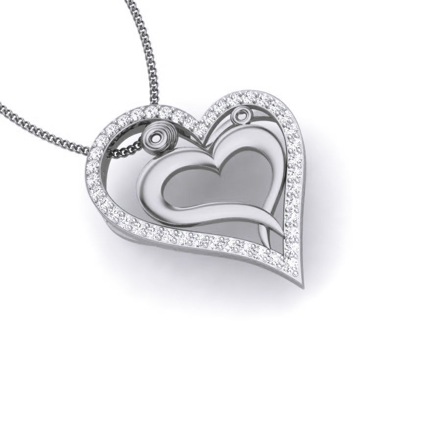 Diamond Heart Love Valentine Pendant renders 3dm details 3D print model_11