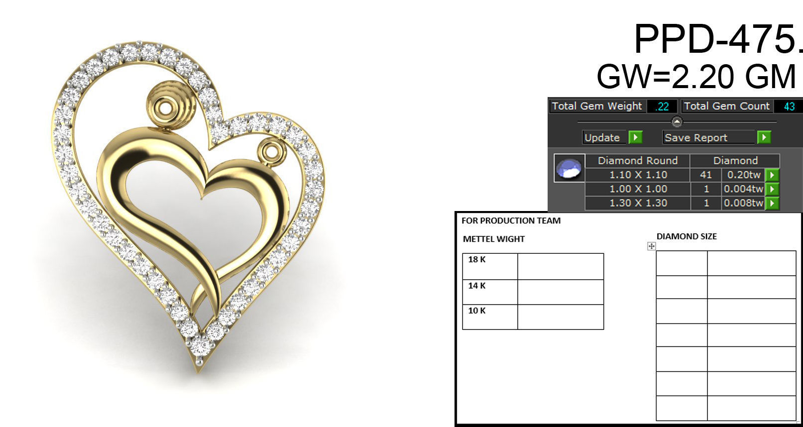 Diamond Heart Love Valentine Pendant renders 3dm details 3D print model_16
