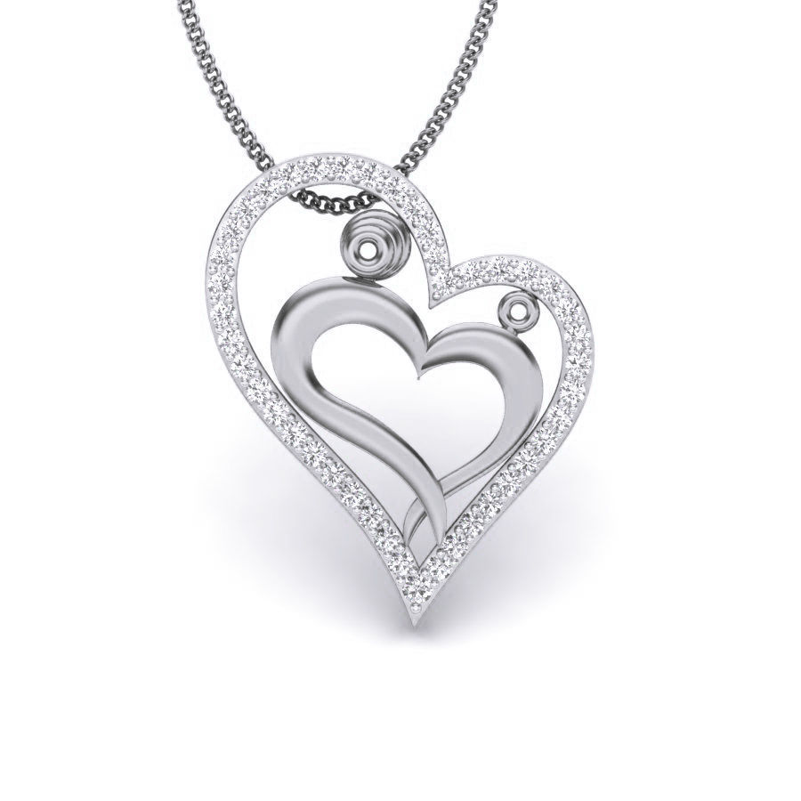 Diamond Heart Love Valentine Pendant renders 3dm details 3D print model_5