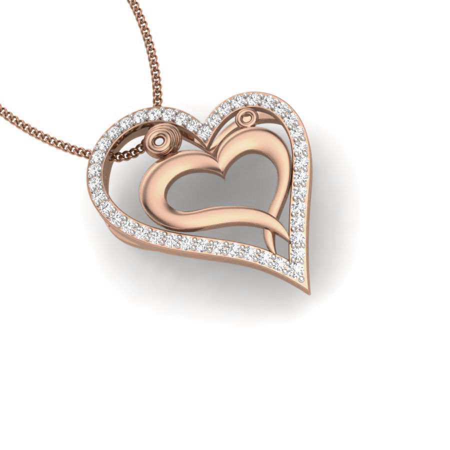 Diamond Heart Love Valentine Pendant renders 3dm details 3D print model_12
