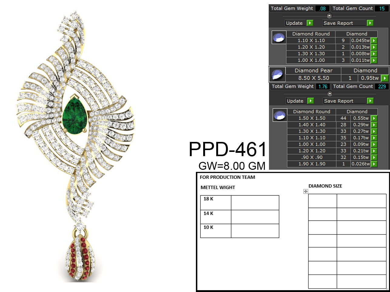 Diamond Cocktail Pendant renders 3dm details 3D print model_16