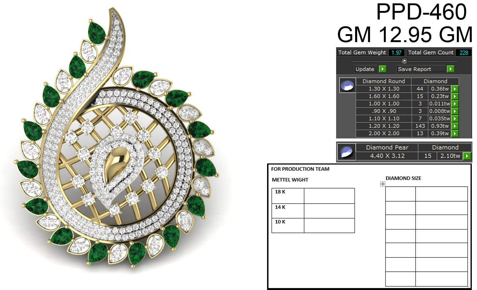 Diamond Cocktail Pendant renders 3dm details 3D print model_16