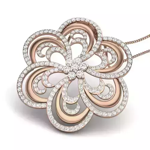 Flower Diamond Cocktail Pendant renders 3dm details
