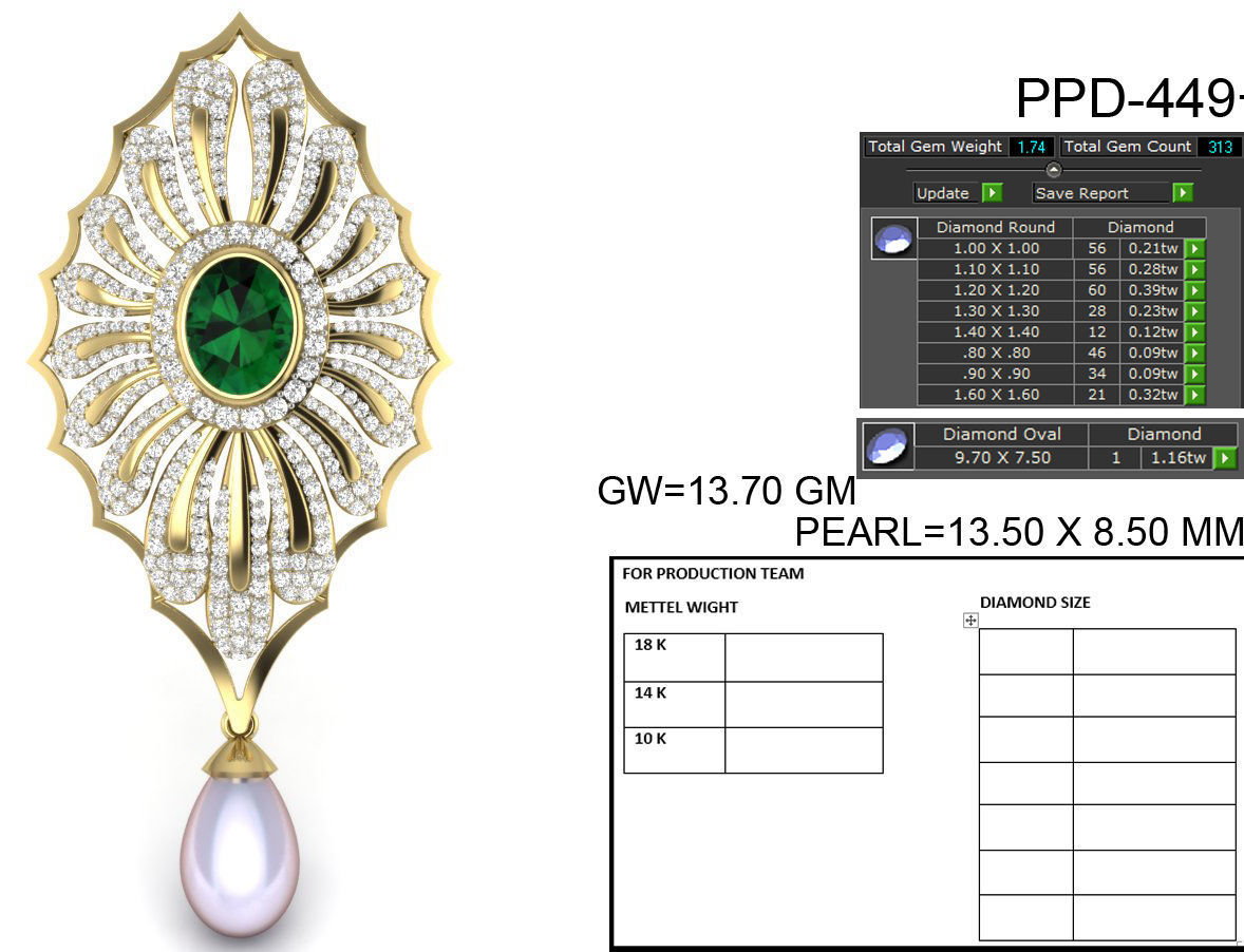 Diamond Cocktail Pendant renders 3dm details 3D print model_16