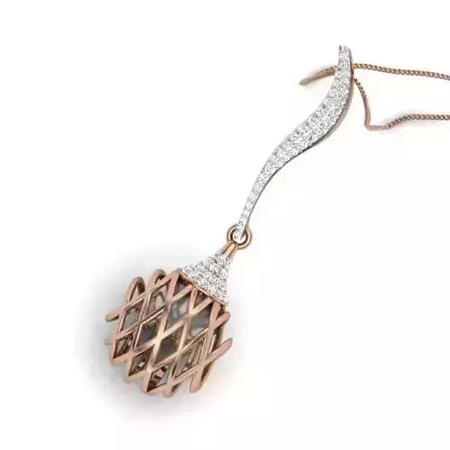 Wire Mesh Ball Diamond Pendant renders 3dm details