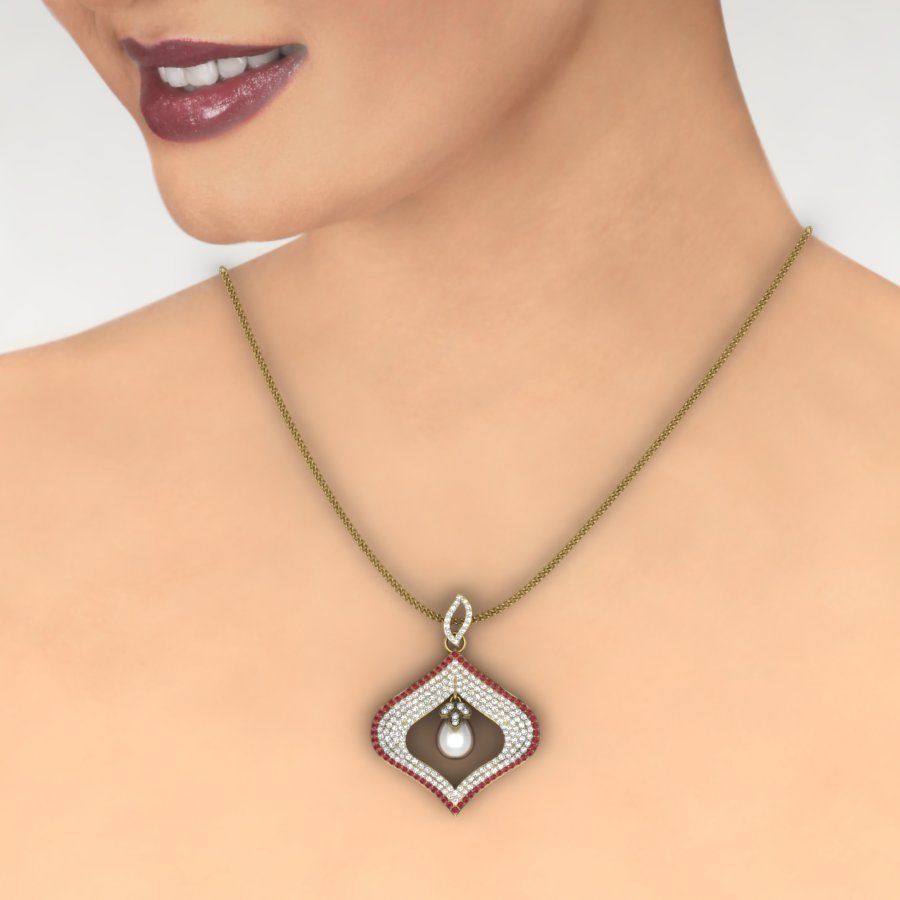 Diamond Pearl Pendant renders 3dm details 3D print model_3