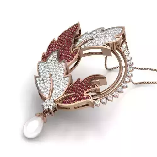 Leaf Diamond Cocktail Pendant renders 3dm details