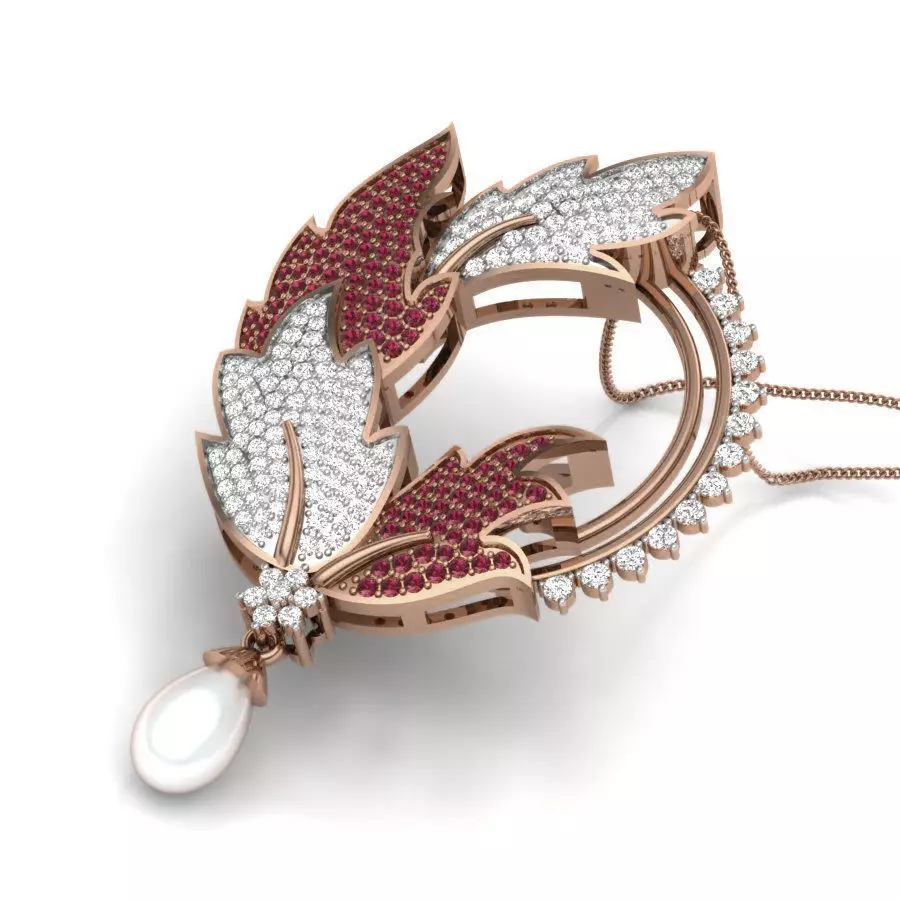 Leaf Diamond Cocktail Pendant renders 3dm details 3D print model_0