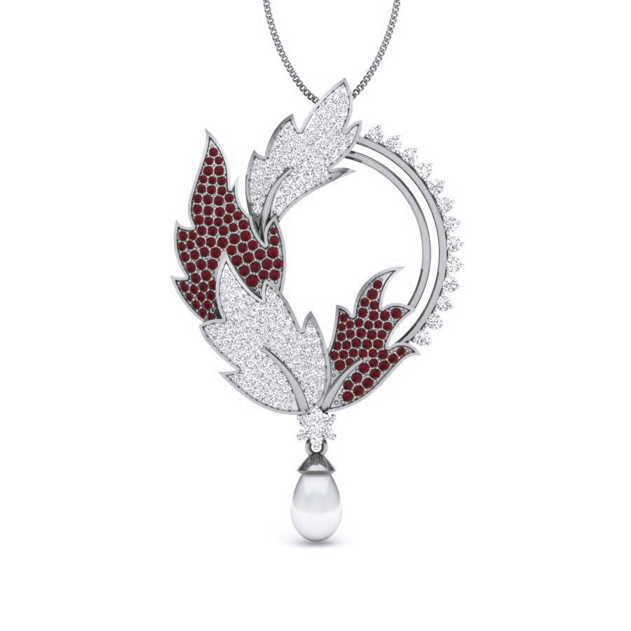 Leaf Diamond Cocktail Pendant renders 3dm details 3D print model_5