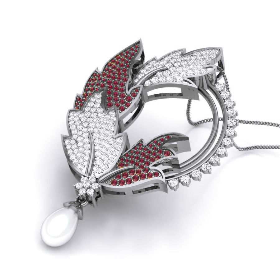 Leaf Diamond Cocktail Pendant renders 3dm details 3D print model_2