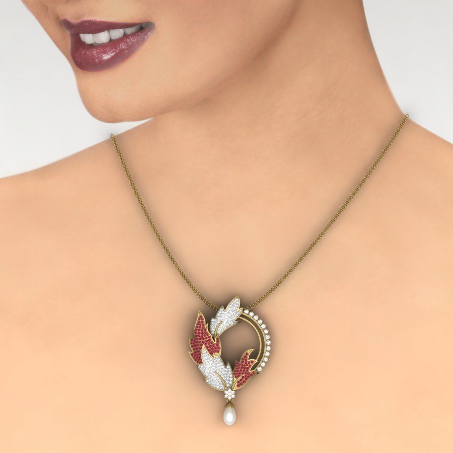 Leaf Diamond Cocktail Pendant renders 3dm details 3D print model_3