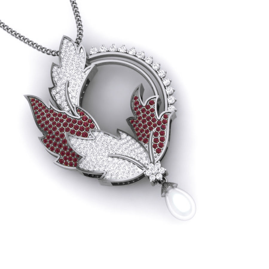 Leaf Diamond Cocktail Pendant renders 3dm details 3D print model_11