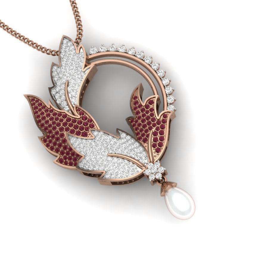 Leaf Diamond Cocktail Pendant renders 3dm details 3D print model_12