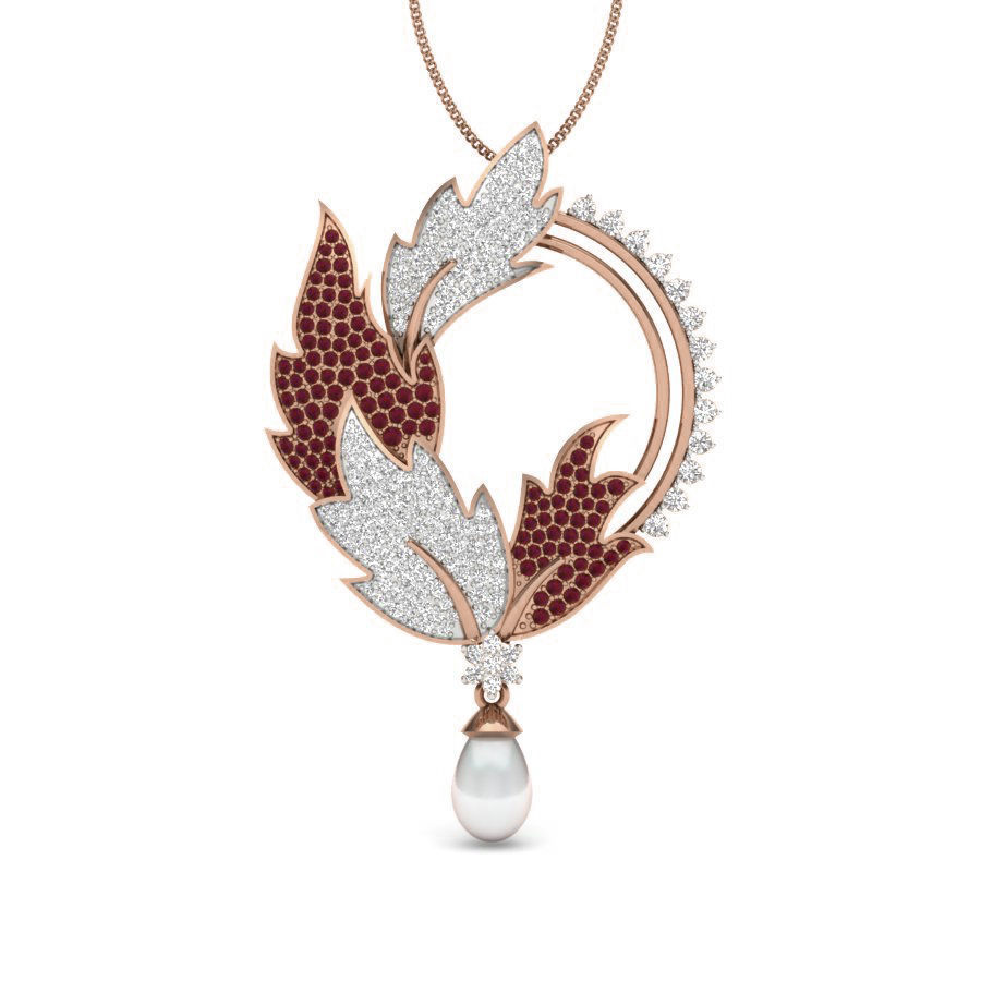 Leaf Diamond Cocktail Pendant renders 3dm details 3D print model_6