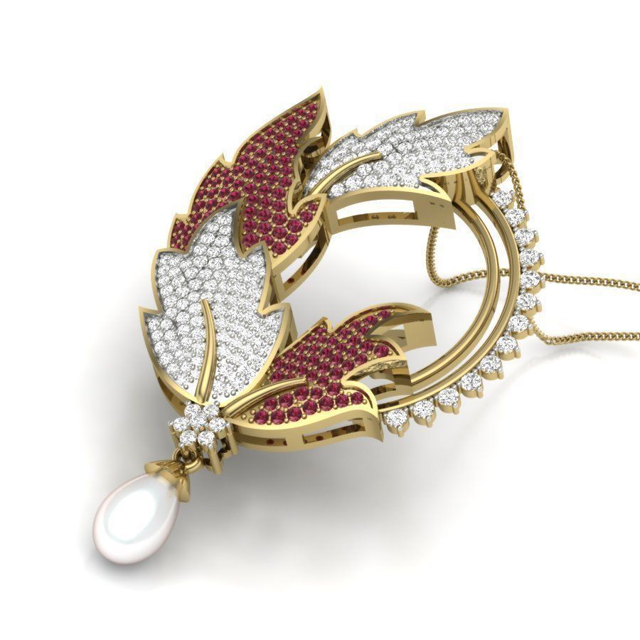 Leaf Diamond Cocktail Pendant renders 3dm details 3D print model_1