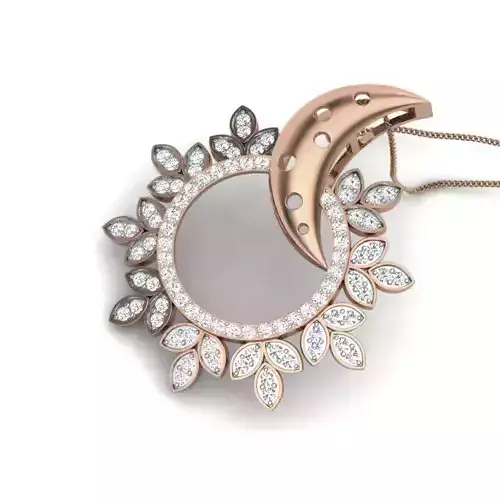 Sun and Moon Diamond Cocktail Pendant renders 3dm details