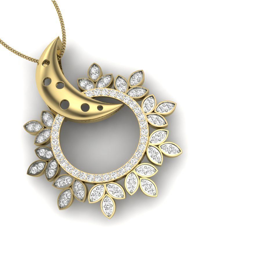 Sun and Moon Diamond Cocktail Pendant renders 3dm details 3D print model_7