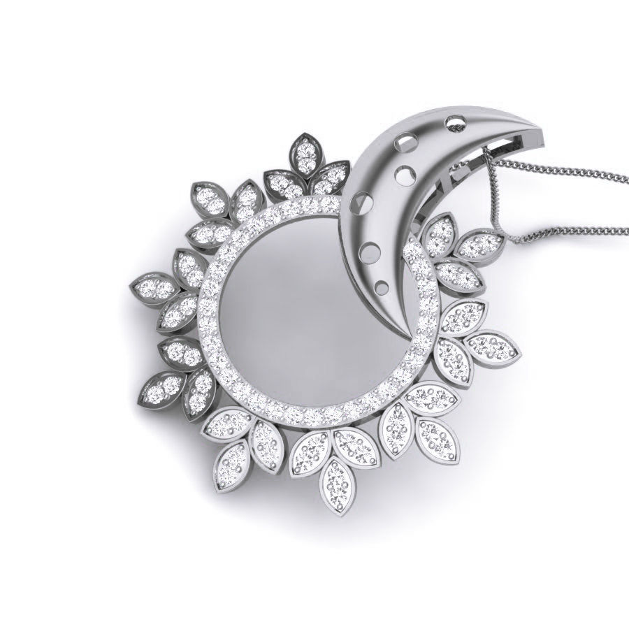 Sun and Moon Diamond Cocktail Pendant renders 3dm details 3D print model_1