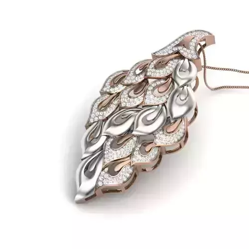 Leaf Diamond Cocktail Pendant renders 3dm details