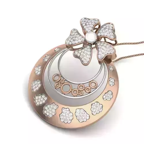 Flower Diamond Cocktail Pendant renders 3dm details