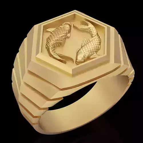 Fish ring silver gold jewelry printable 3D model