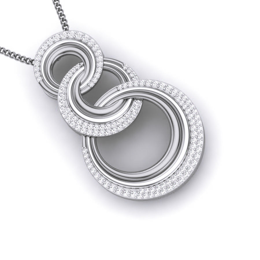 Tri Circle Diamond Pendant renders 3dm details 3D print model_10
