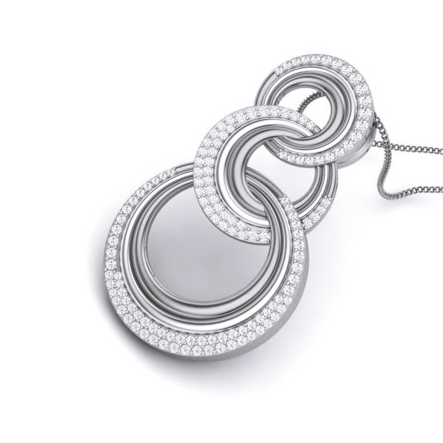 Tri Circle Diamond Pendant renders 3dm details 3D print model_2