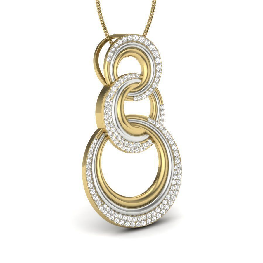 Tri Circle Diamond Pendant renders 3dm details 3D print model_7