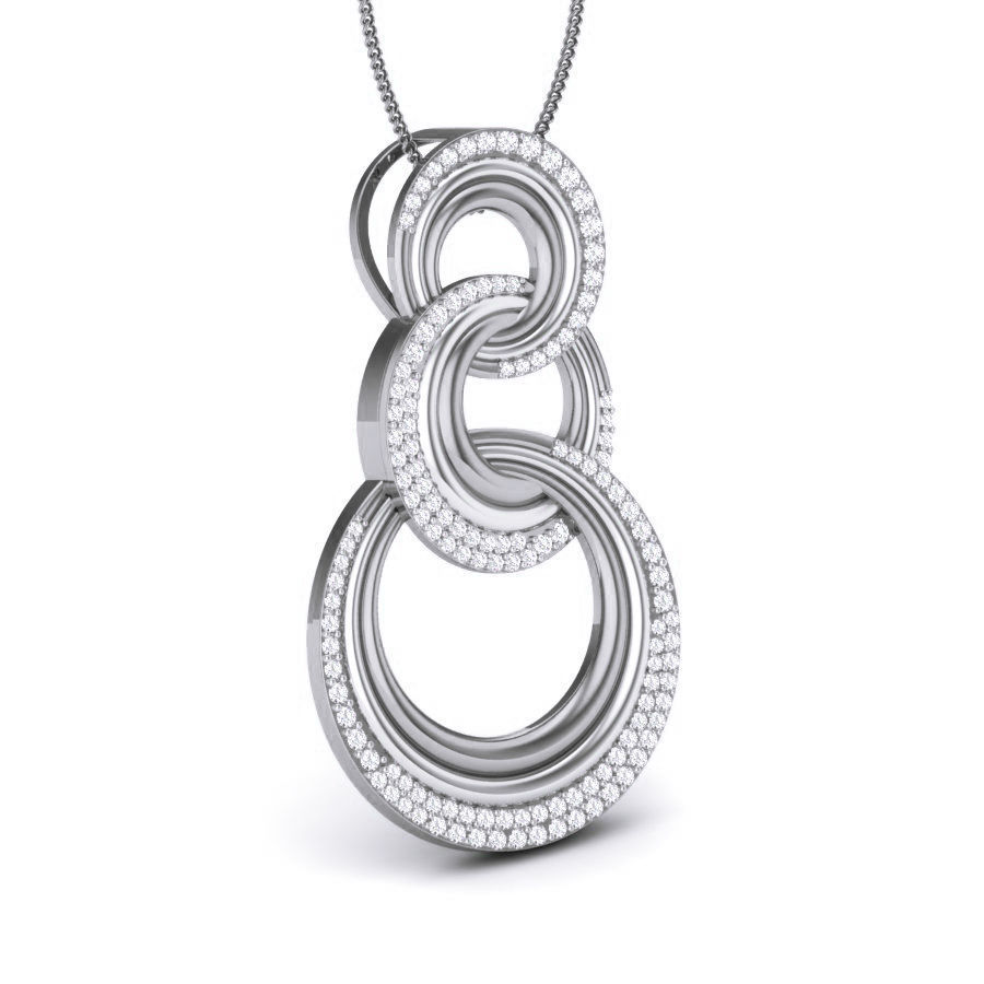 Tri Circle Diamond Pendant renders 3dm details 3D print model_8