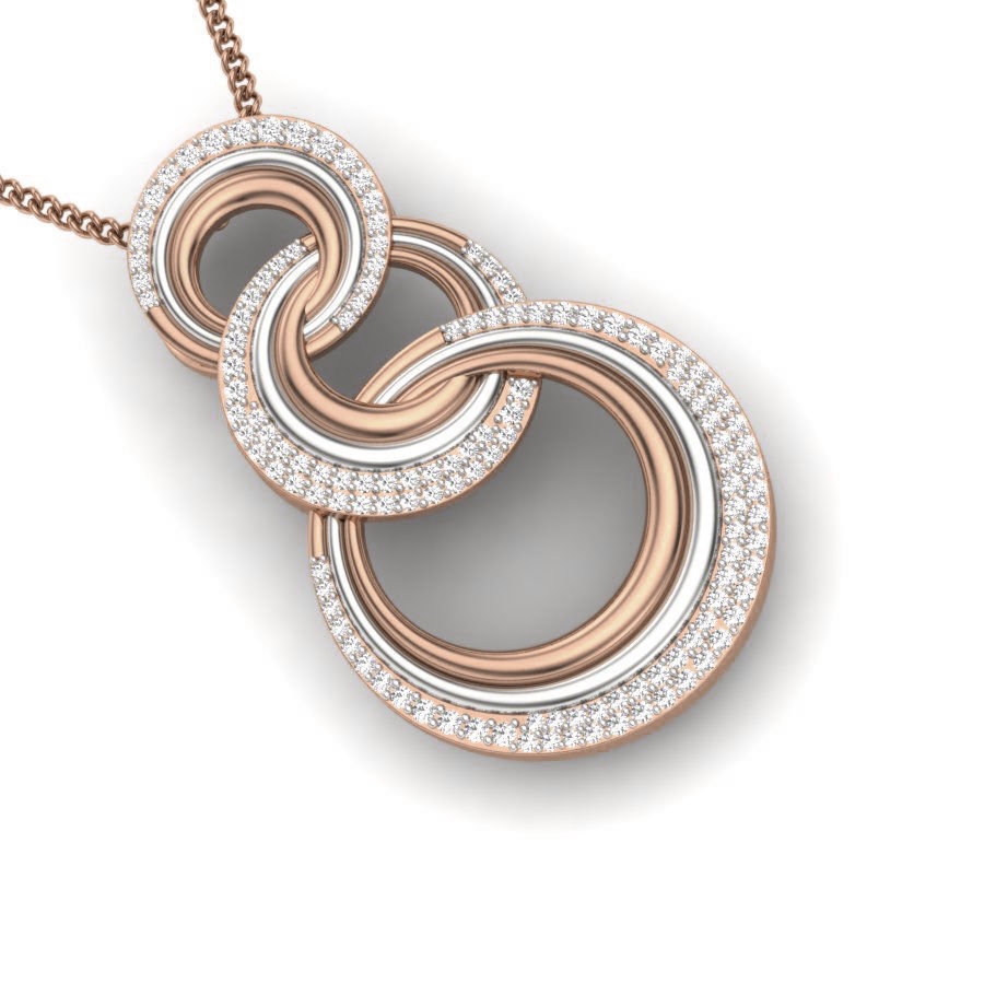 Tri Circle Diamond Pendant renders 3dm details 3D print model_11