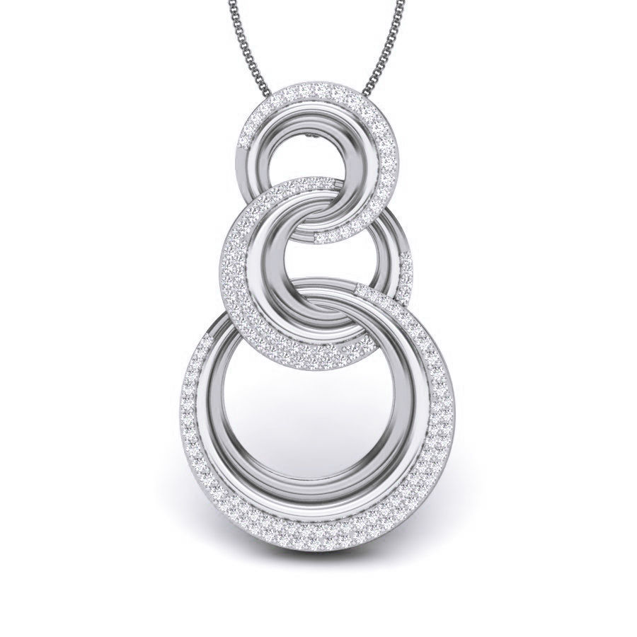 Tri Circle Diamond Pendant renders 3dm details 3D print model_6