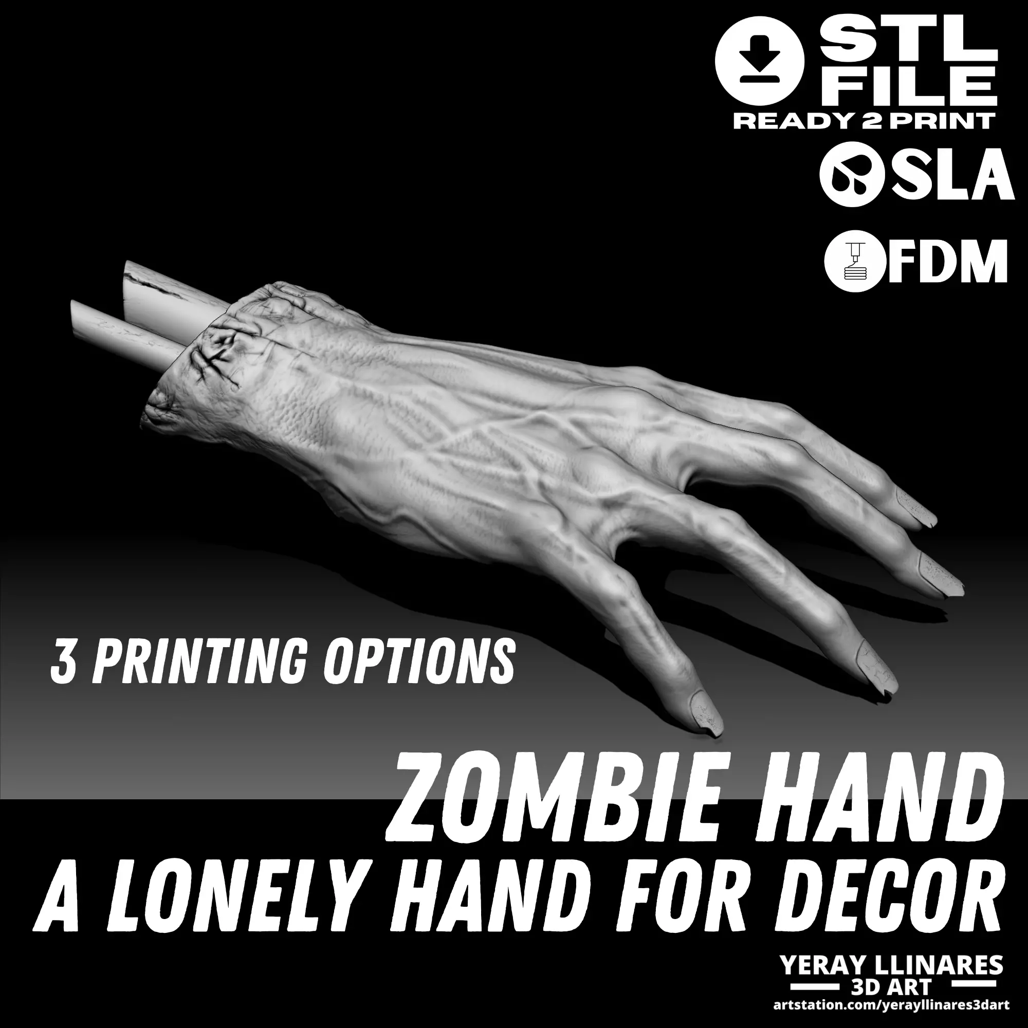 Zombie Hand Anatomic Model 3D print model