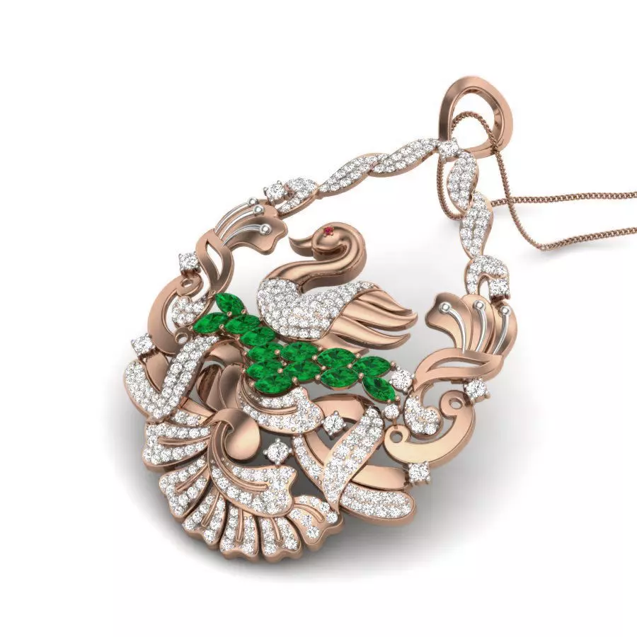 Swan Diamond Cocktail Pendant renders 3dm details 3D print model_0