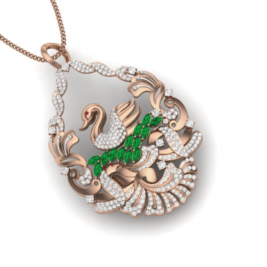 Swan Diamond Cocktail Pendant renders 3dm details 3D print model_12