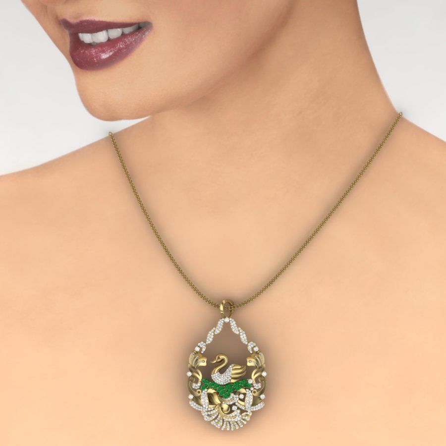 Swan Diamond Cocktail Pendant renders 3dm details 3D print model_3