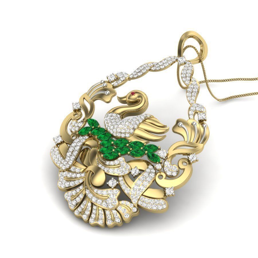 Swan Diamond Cocktail Pendant renders 3dm details 3D print model_1