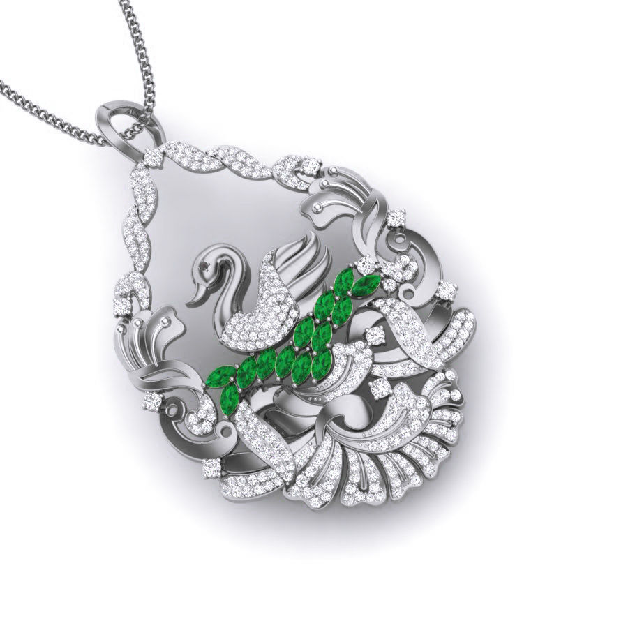 Swan Diamond Cocktail Pendant renders 3dm details 3D print model_11