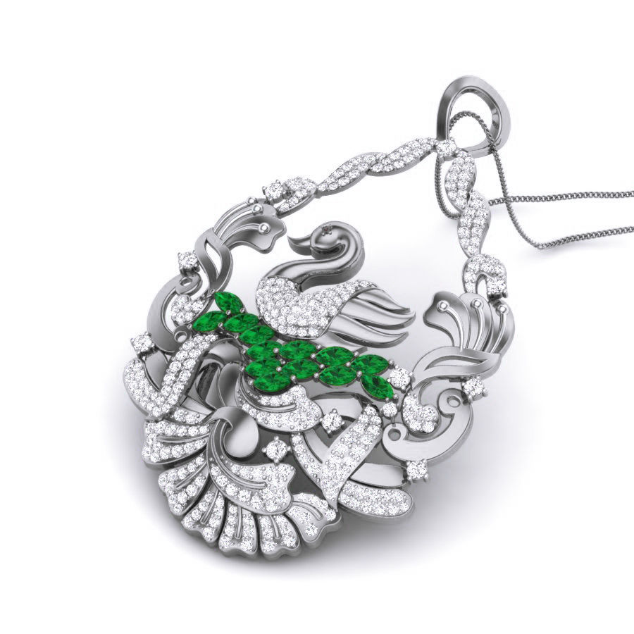 Swan Diamond Cocktail Pendant renders 3dm details 3D print model_2