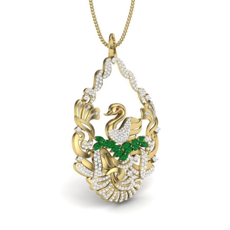 Swan Diamond Cocktail Pendant renders 3dm details 3D print model_7