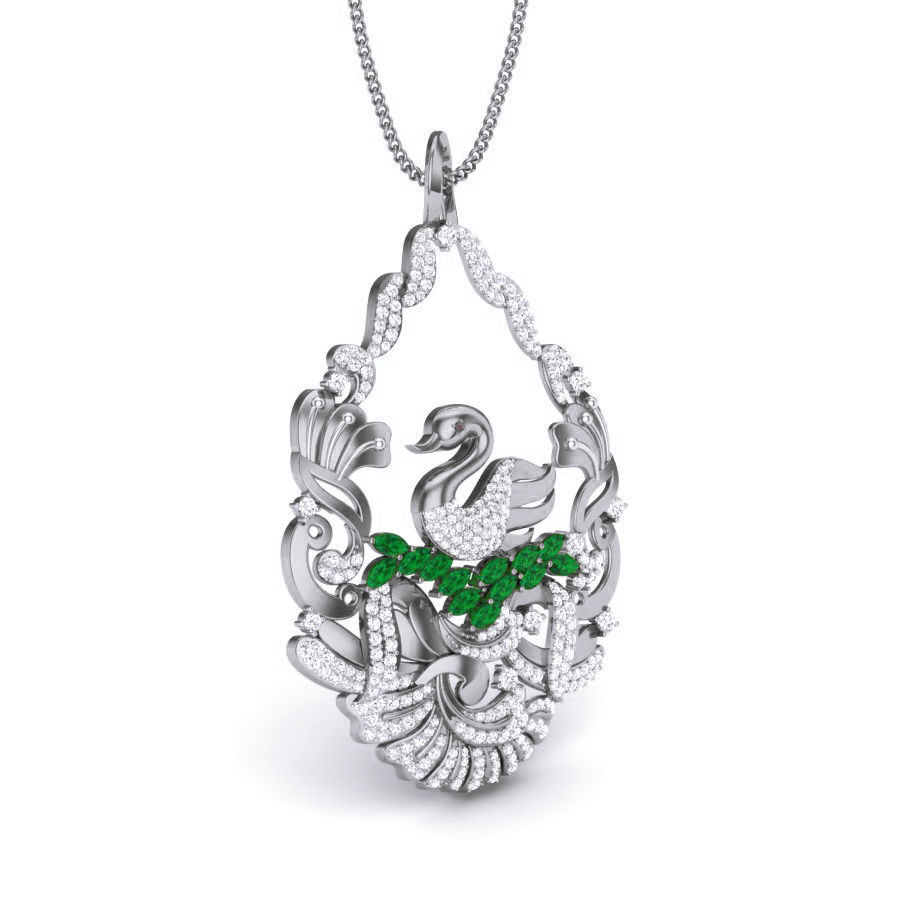 Swan Diamond Cocktail Pendant renders 3dm details 3D print model_8