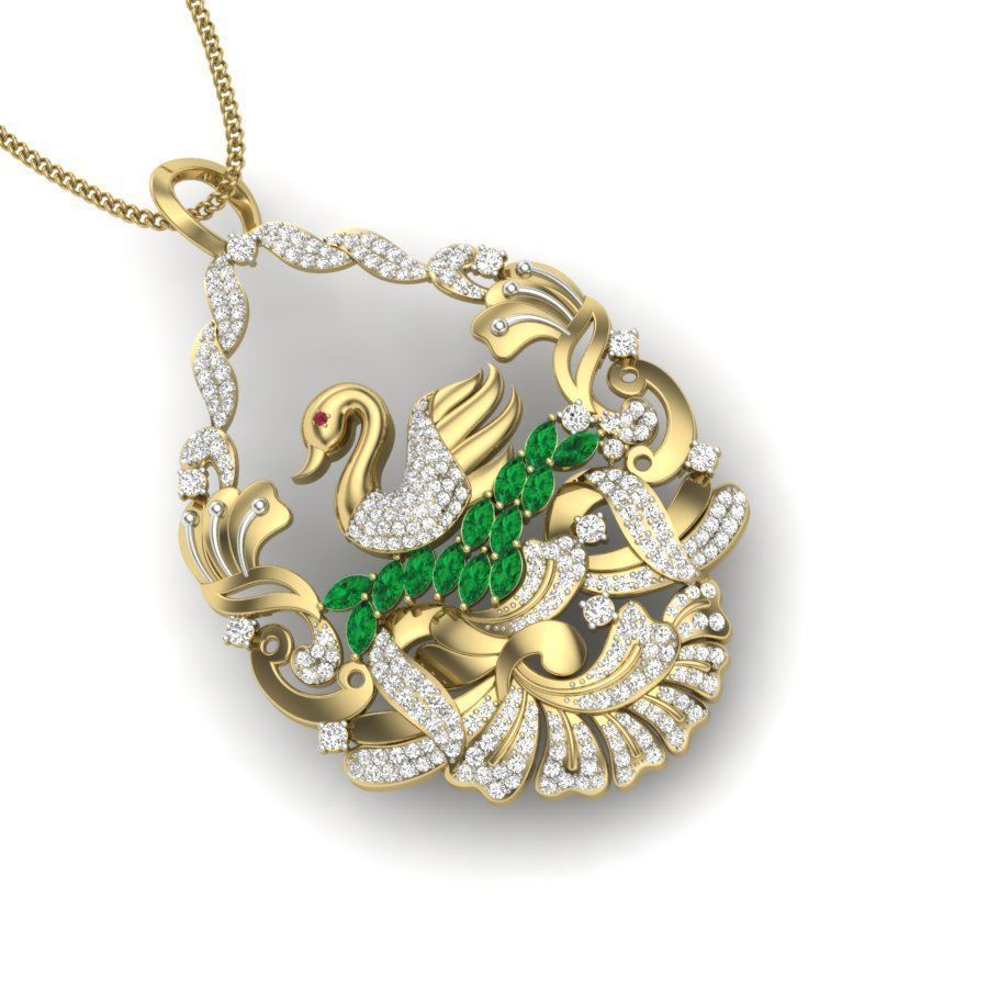 Swan Diamond Cocktail Pendant renders 3dm details 3D print model_10