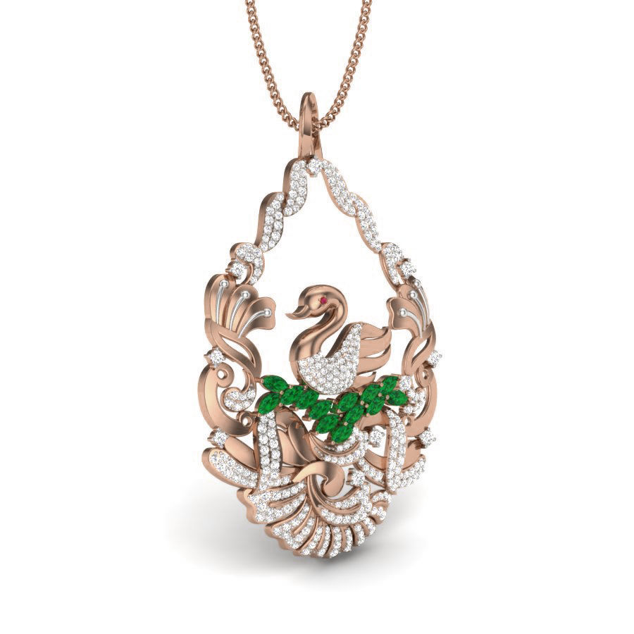 Swan Diamond Cocktail Pendant renders 3dm details 3D print model_9