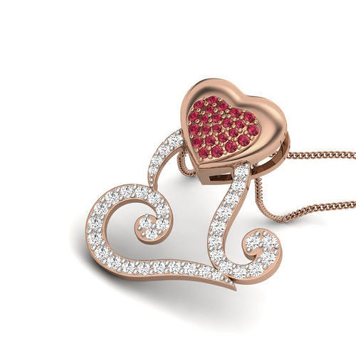 Diamond Heart Love Valentine Pendant renders 3dm details 3D print model