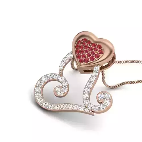 Diamond Heart Love Valentine Pendant renders 3dm details 3D print model