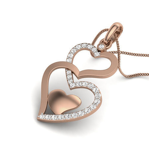 Diamond Heart Love Valentine Pendant renders 3dm details 3D print model