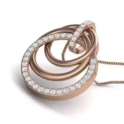 Tri Circles Diamond Pendant renders 3dm details