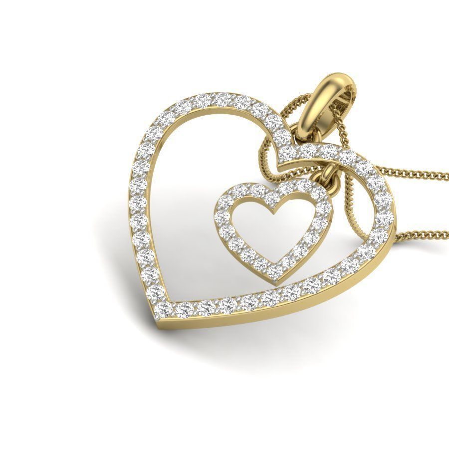 Diamond Heart Love Valentine Pendant renders 3dm details 3D print model_1