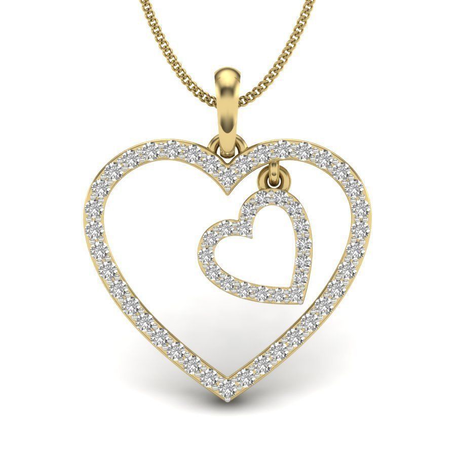Diamond Heart Love Valentine Pendant renders 3dm details 3D print model_4