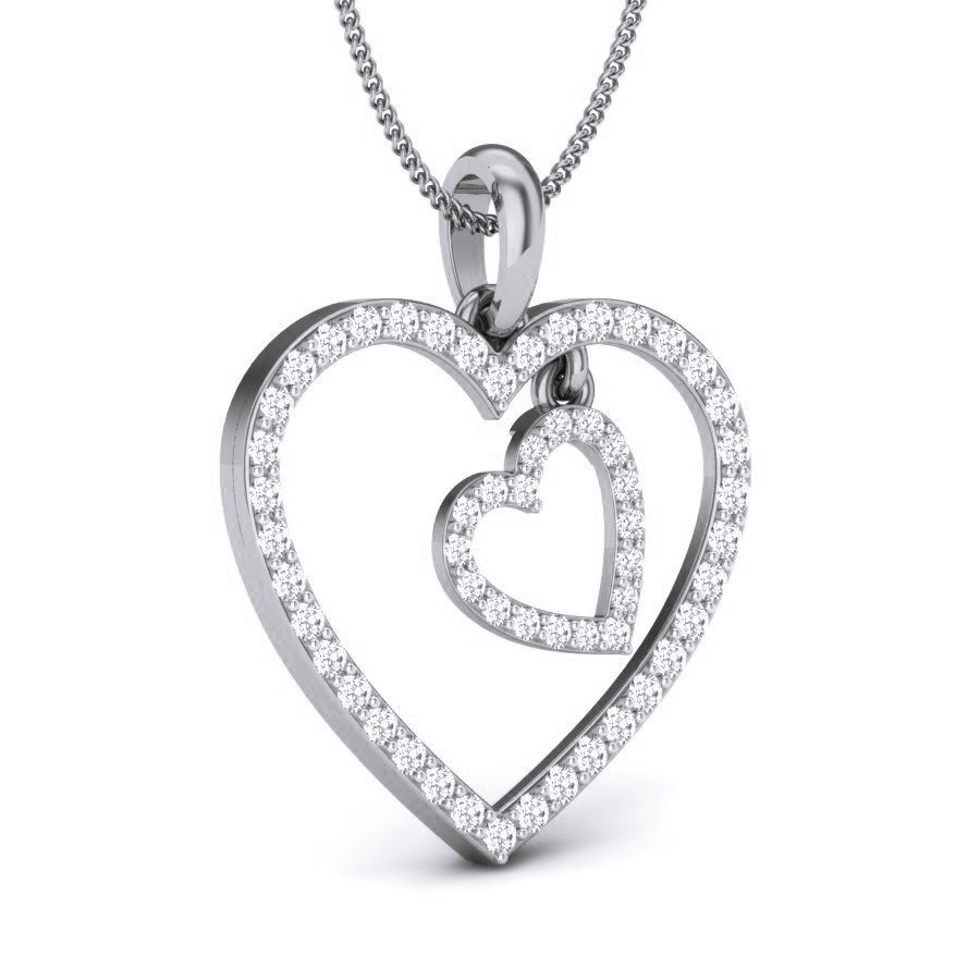 Diamond Heart Love Valentine Pendant renders 3dm details 3D print model_9
