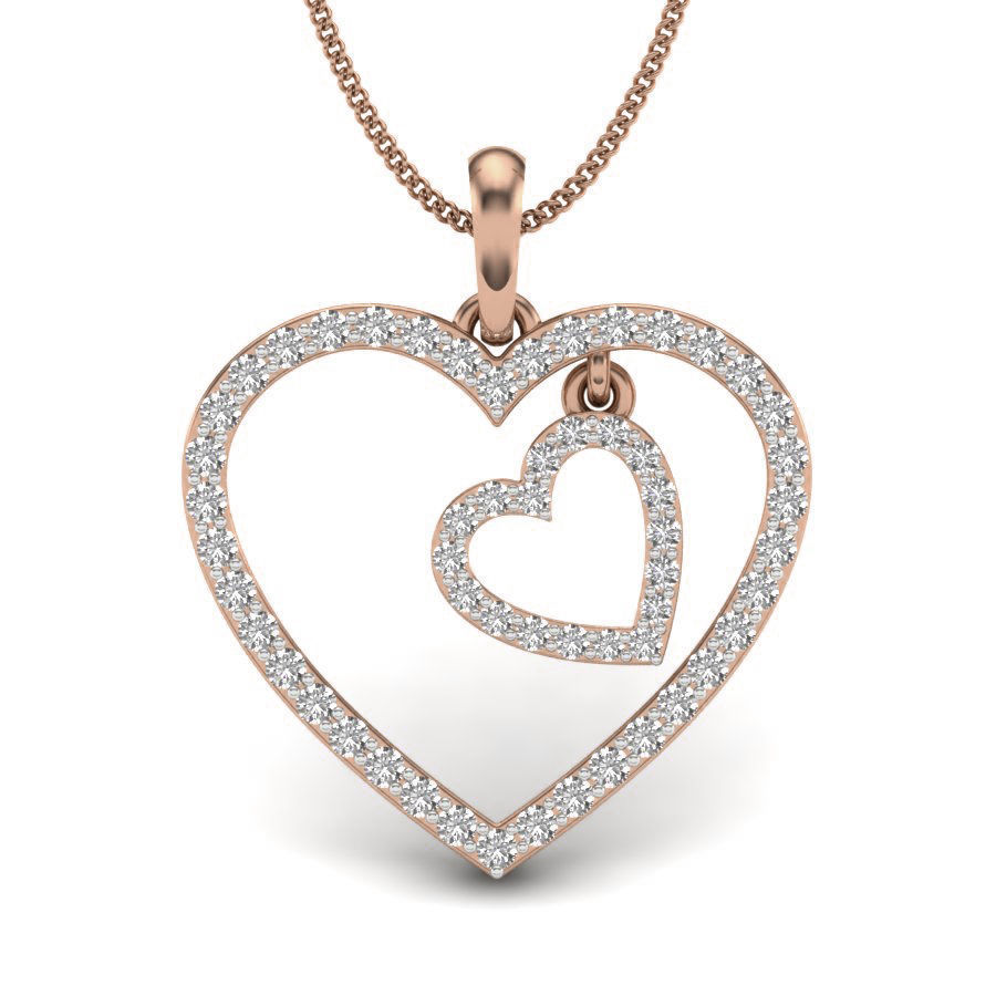 Diamond Heart Love Valentine Pendant renders 3dm details 3D print model_6